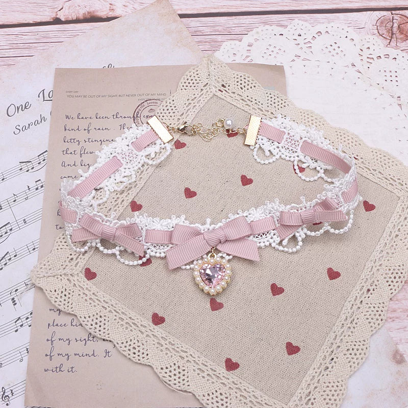 Independent Brand - Heart Pearl Bow - Necklaces, Bracelets and Collars with Heart Charms