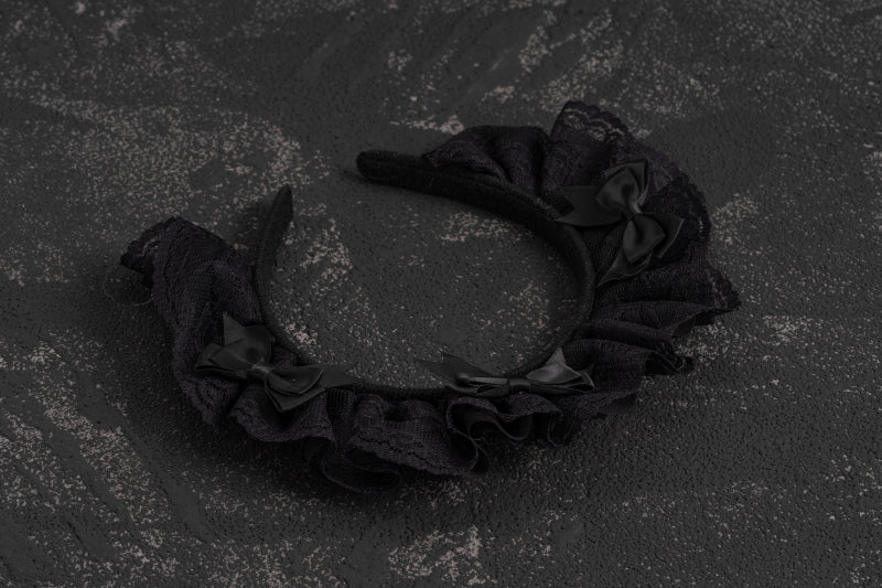 Strange Sugar - Gothic Lolita Lace Black Headband - Headwear