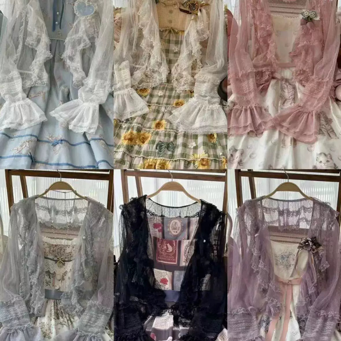 Sweetheart Dream Machine - Flower Wall - Straight-Cut Cardigan Overlay with Layered Ruffles