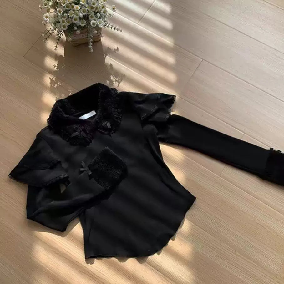 Sweetheart Dream Machine - Autumn Winter Layer - Thick Knit Lolita Underlayer with Ruffled Collar