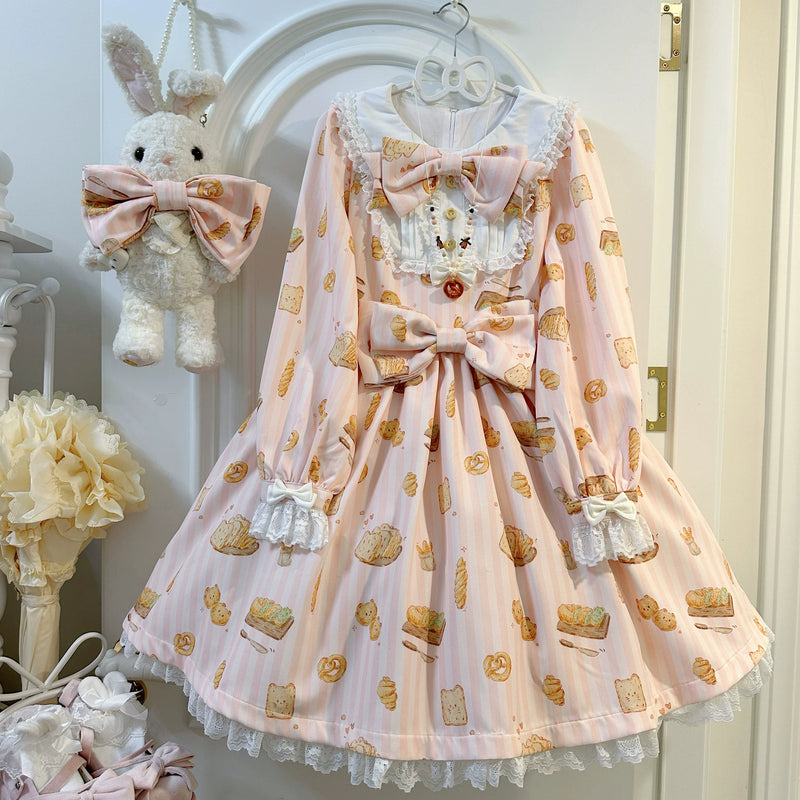 White Tea Story - Kitten Bread Sweet Lolita OP - Long-sleeve sweet