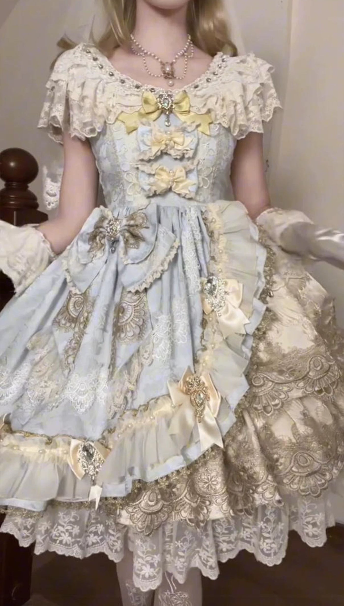 Creamy - Lolita's Heart - Lolita Dress Set with Lace Ruffles