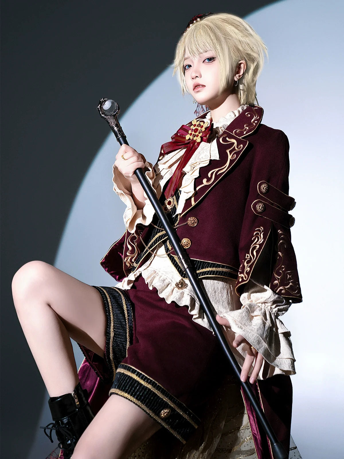 Letters from Unknown Star - Heir - Military Ouji Lolita Blouse, Coat & Shorts Set