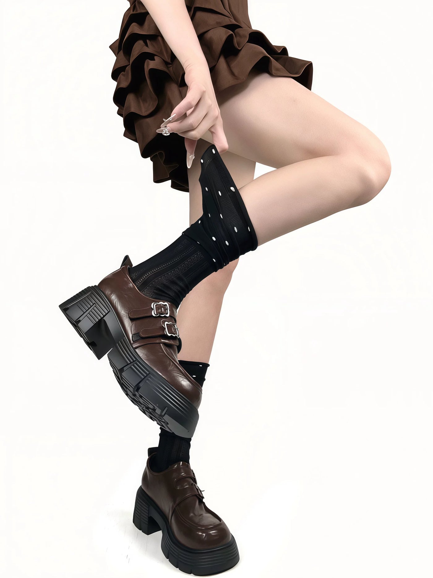 White Socks - Polka Dot - Mid-Calf Socks