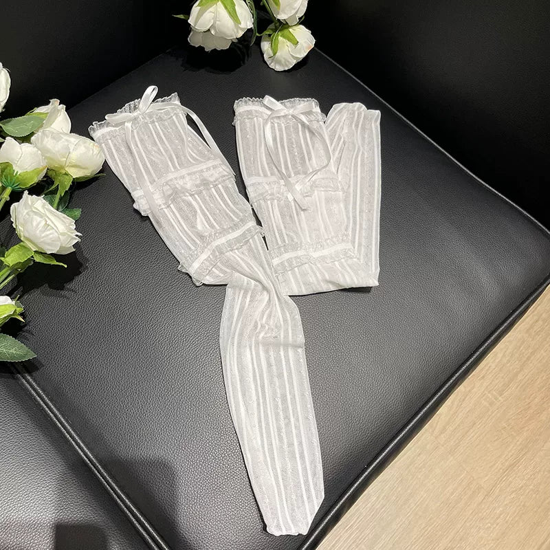 Sock Noble - Three-Tier Lace - Mid-Calf Socks with Ruffled Lace Bands