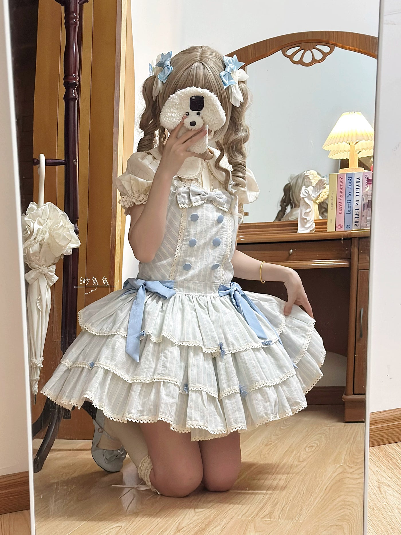 White Tea Story - Mian Mian Bing - Tiered cotton Lolita jumper skirt