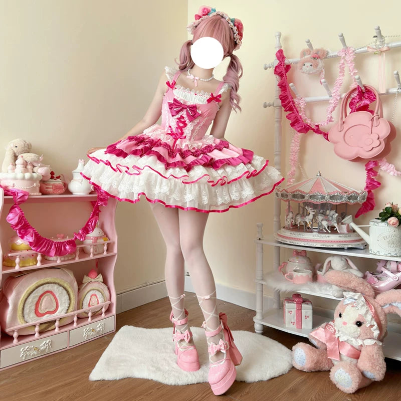 Lady Han Miss Maria Lolita Fetch JSK dress featuring intricate floral and bow details in a vintage-inspired design.