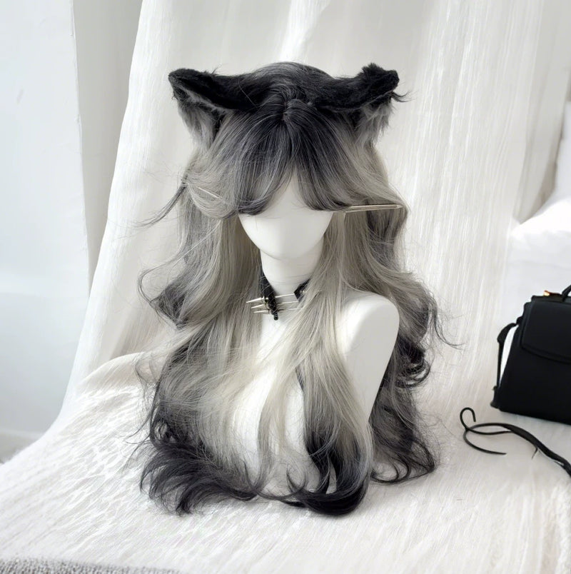 Kunkun Fish black-to-white gradient curly wig - view 3