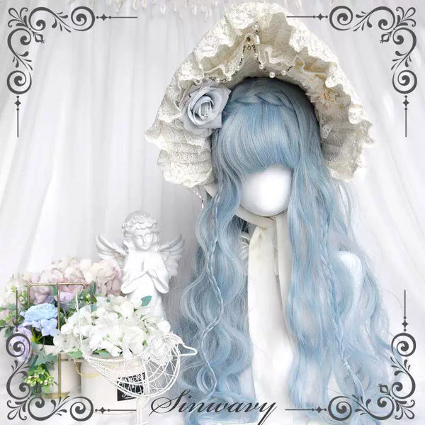Ice blue long curly Lolita wig - view 1