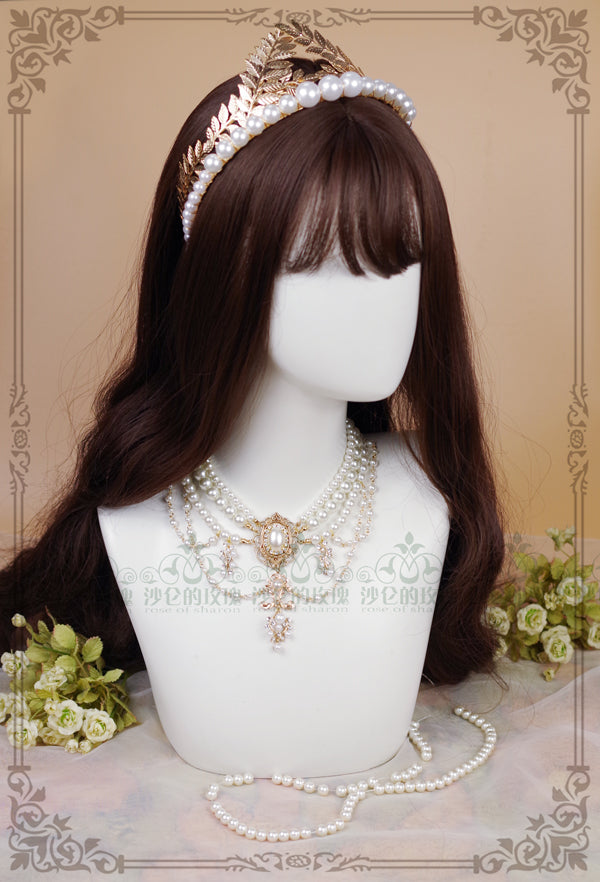 Rose of Sharon - Baroque Layered Pearl Lolita - Necklace Neckwear