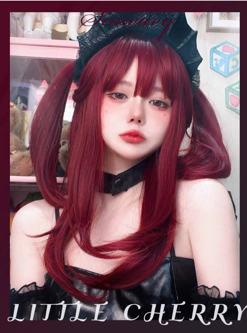 Sinwavy cherry red layered mid-length wig - view 5