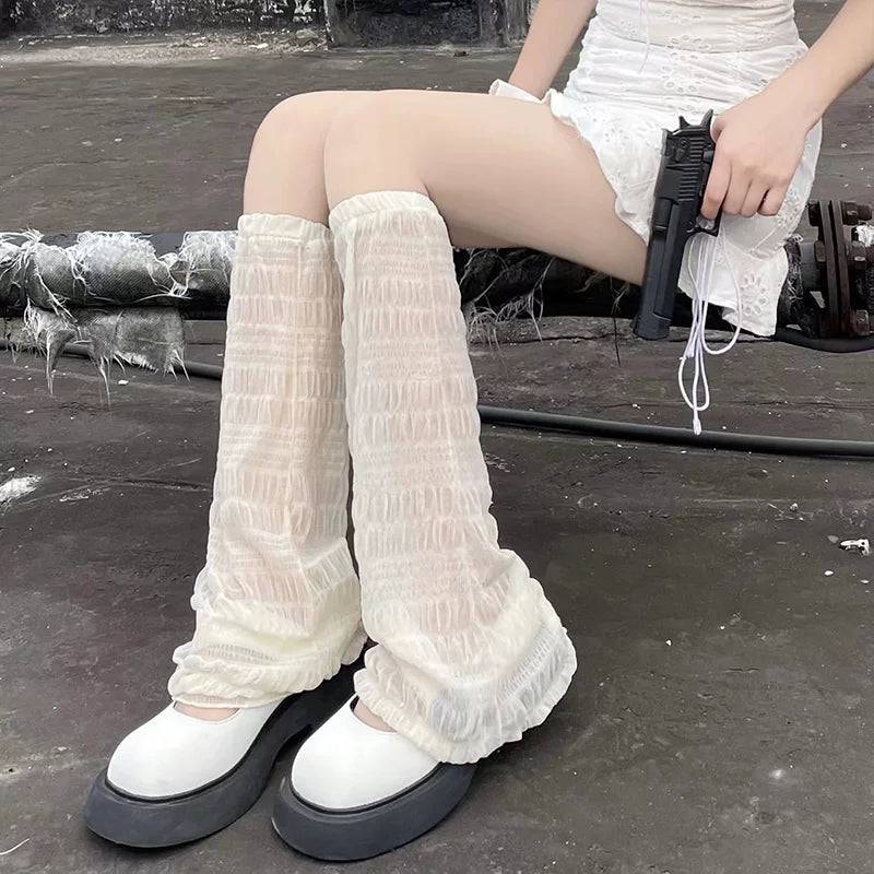 Floral Milk Cat - Summer Gauze - Footless Leg Covers with a Flared Shape