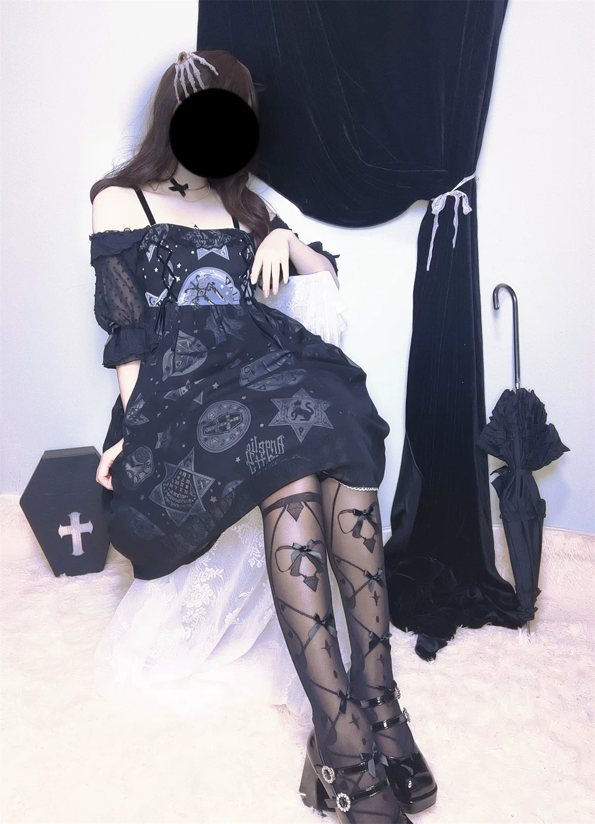 Fantasy Doll - Diamond Sweetheart - Bow Over-the-Knee Socks