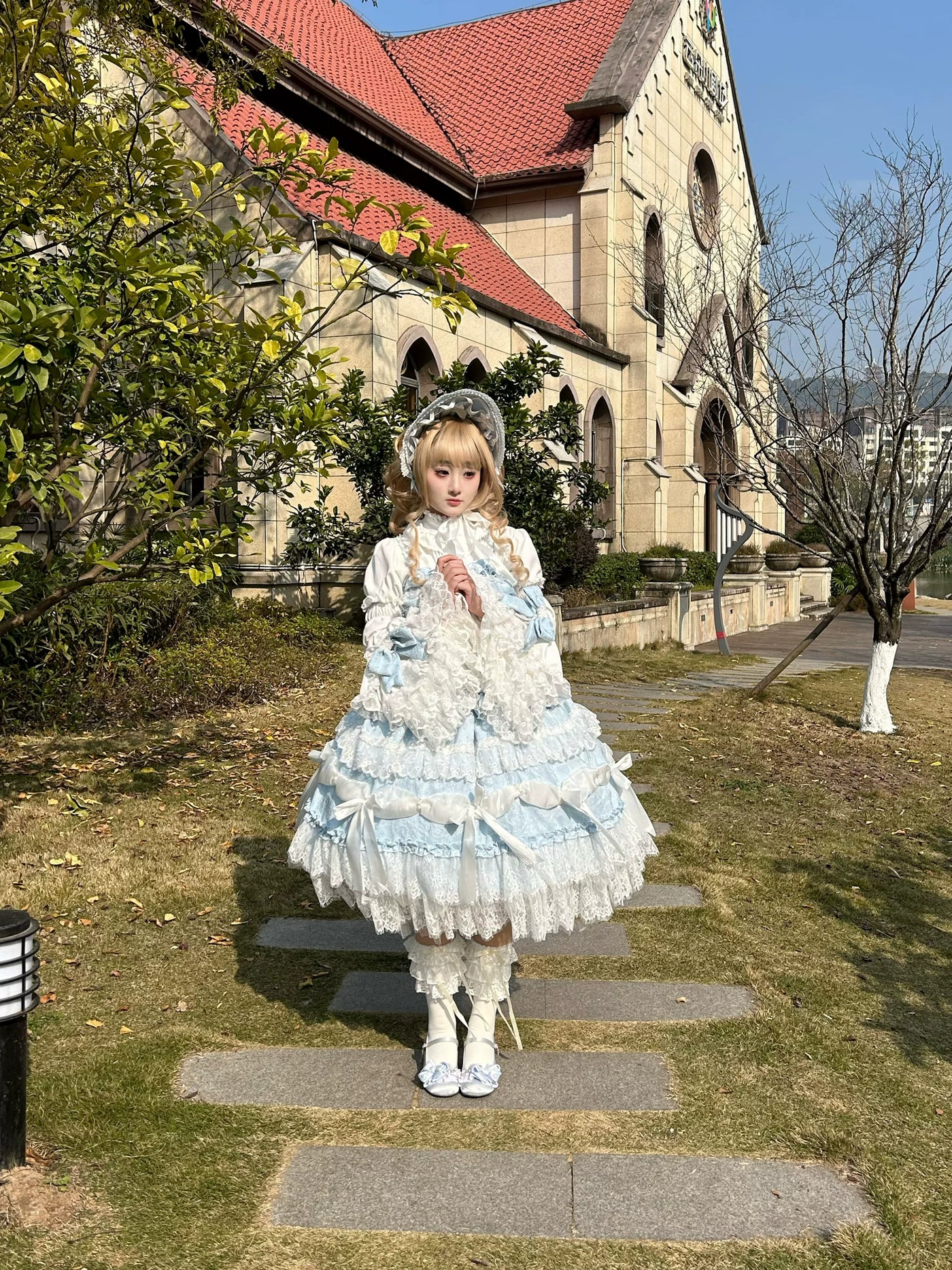 Hello Princess Lolita - Tajiya - Sweet Lolita Strappy Dress with Layered Lace Details – detail view 10