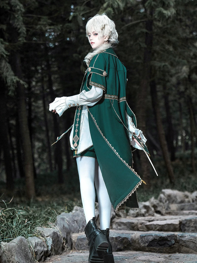 Letters from Unknown Star - Divine Envoy - Ouji Lolita Shorts Suit Military Lolita Coat and Shirt