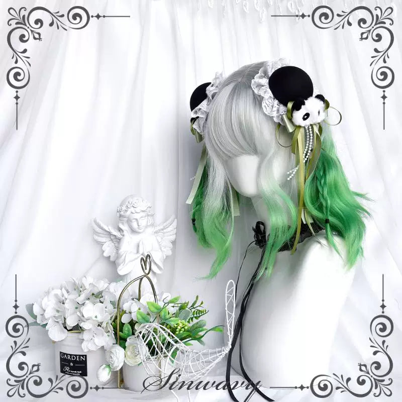 Silver-green gradient gothic short wig - view 3