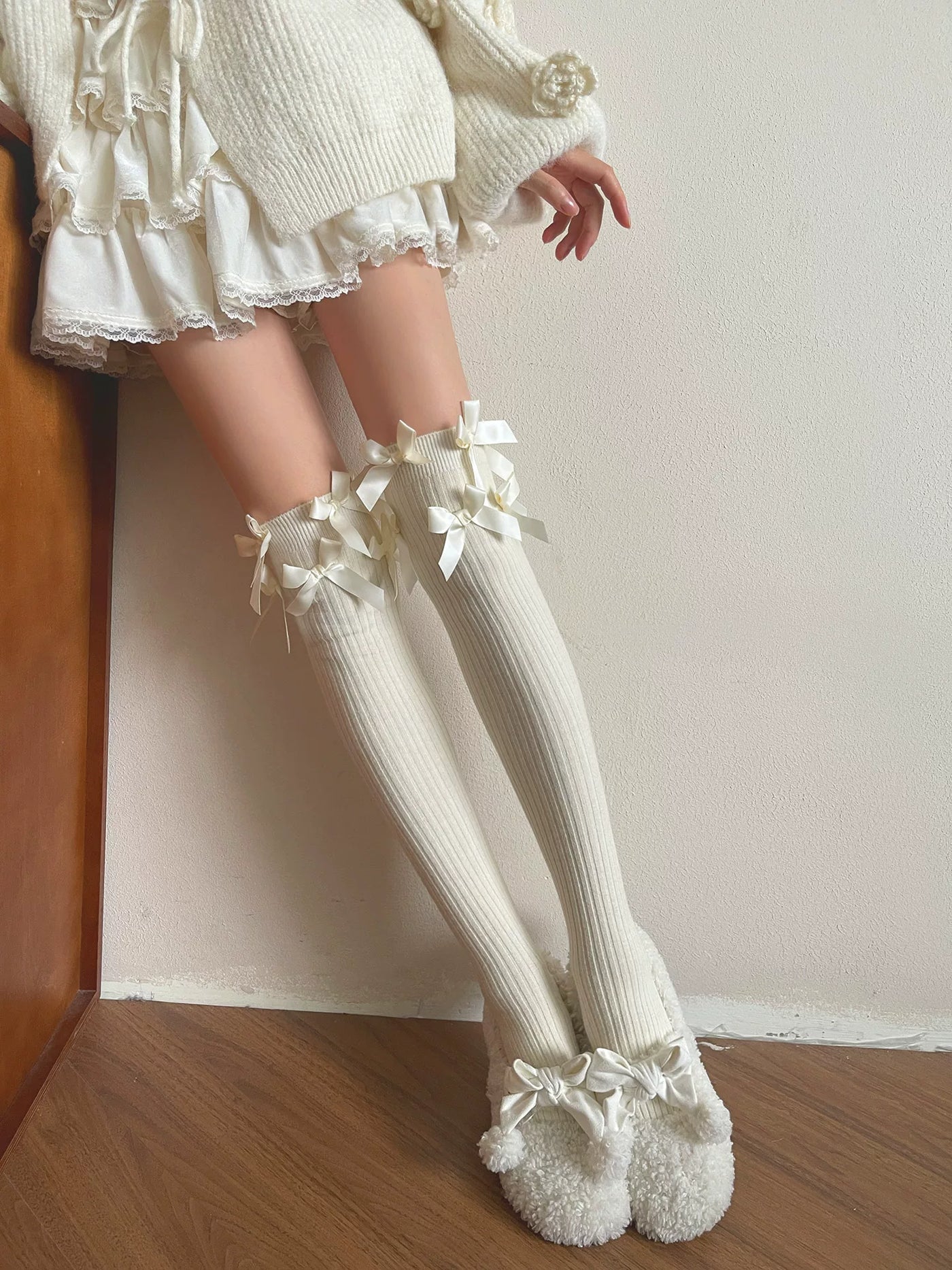 Sock Noble - Winter Ribbon - Over-the-Knee Socks with Satin Bows