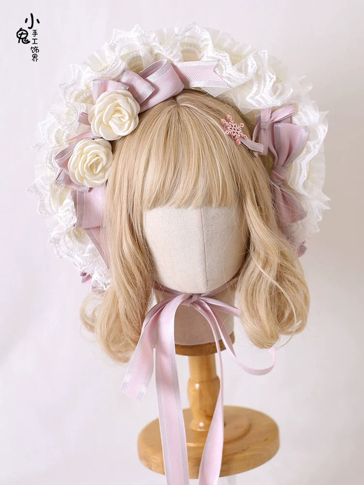 Xiaogui - Sweet Lolita Headdress Pink - Handmade Christmas Accessories Headwear