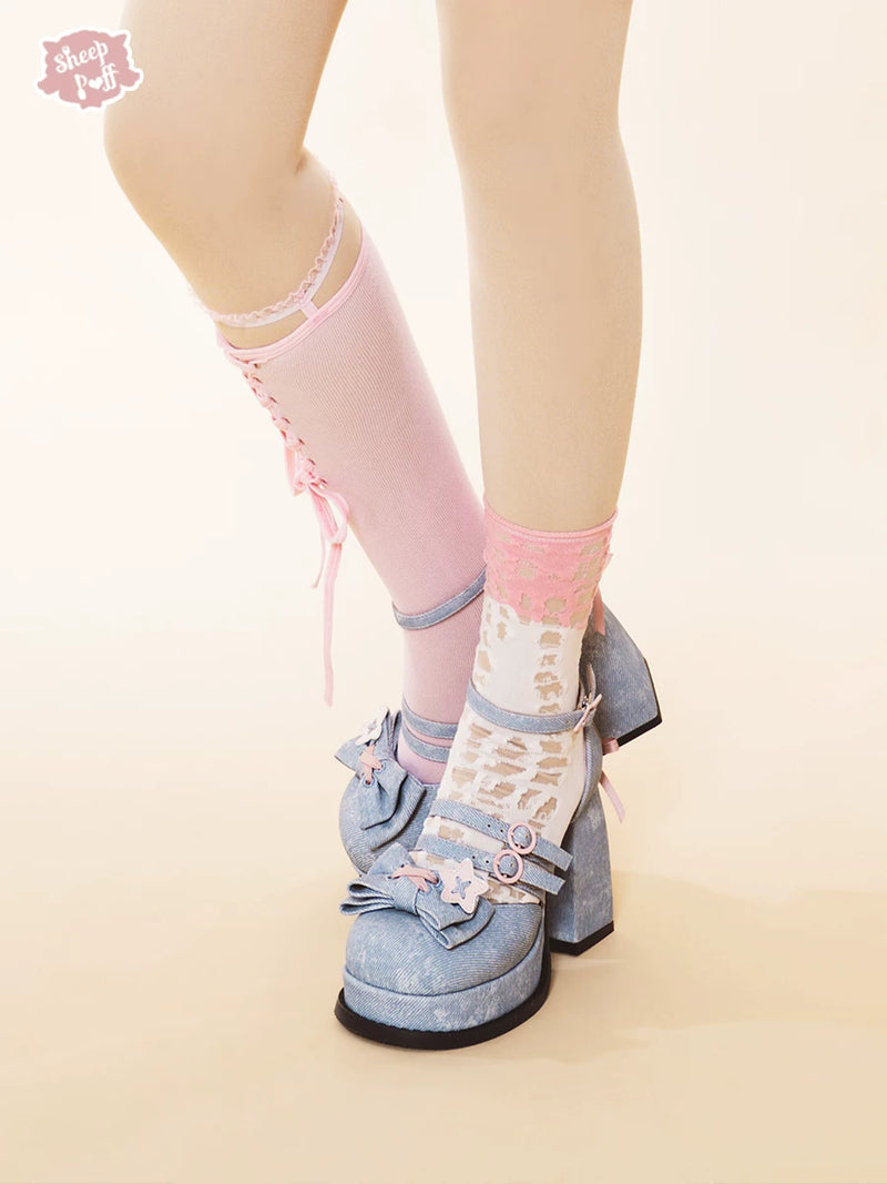 sheeppuff Star Barbie Bow High-Heel Shoes