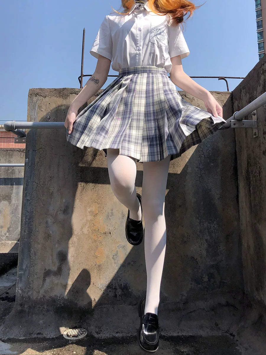Floral Milk Cat - White Schoolday - White Tights with 20D, 80D and 800D Options