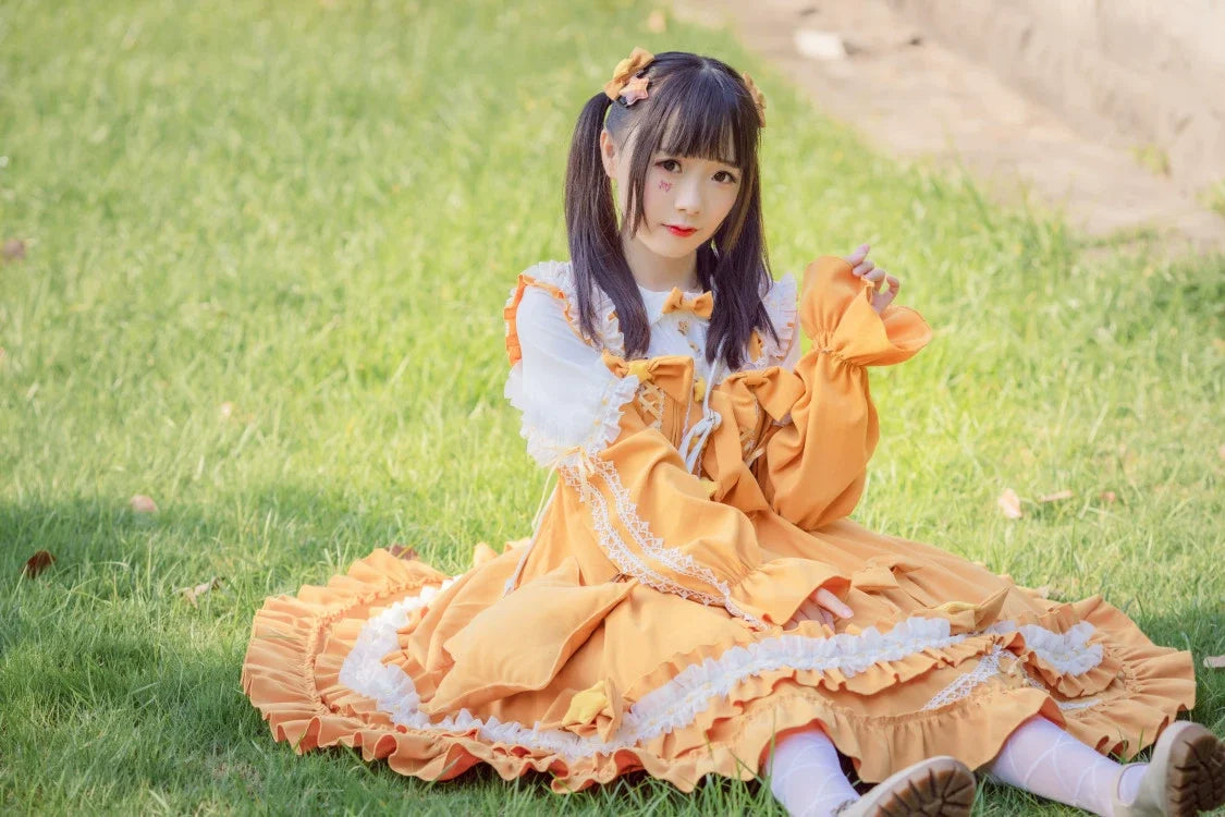 Aurora Kiss - Daily Winter - Long-Sleeved Peach Skin Lolita OP Dress - product detail 5