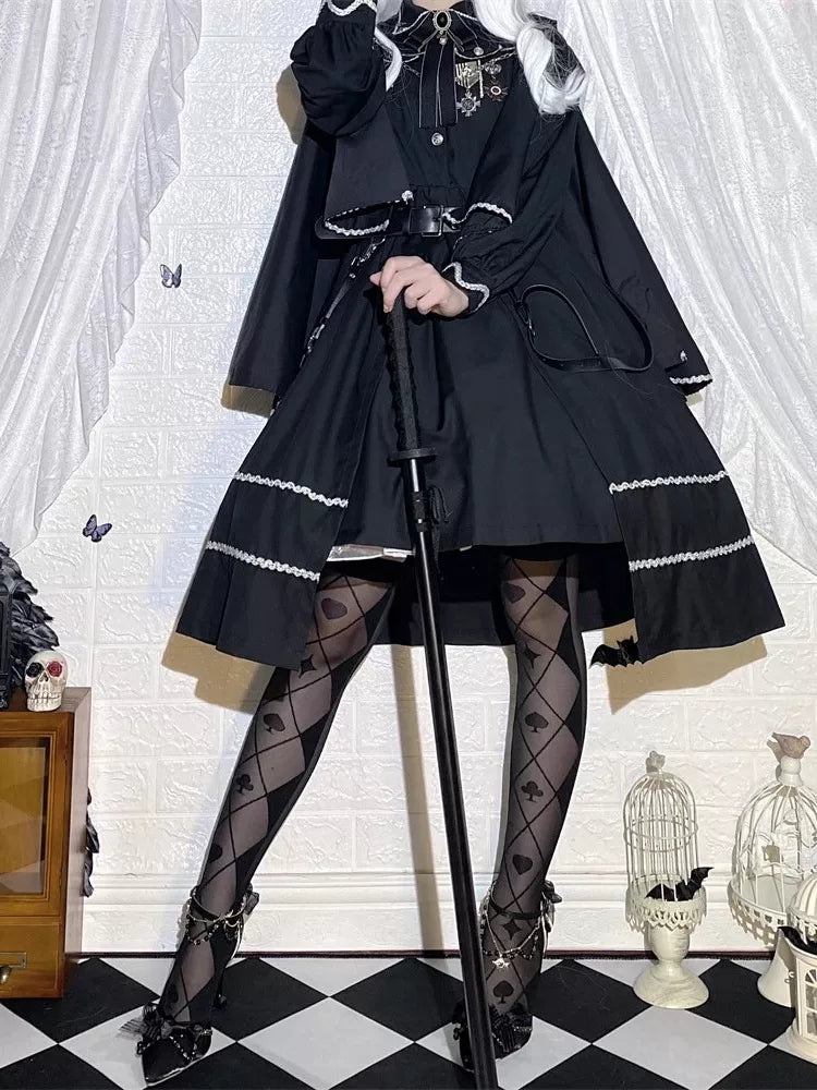 Fantasy Doll - Poker Diamond Grid - Over-the-Knee Socks with Playing-Card Suits