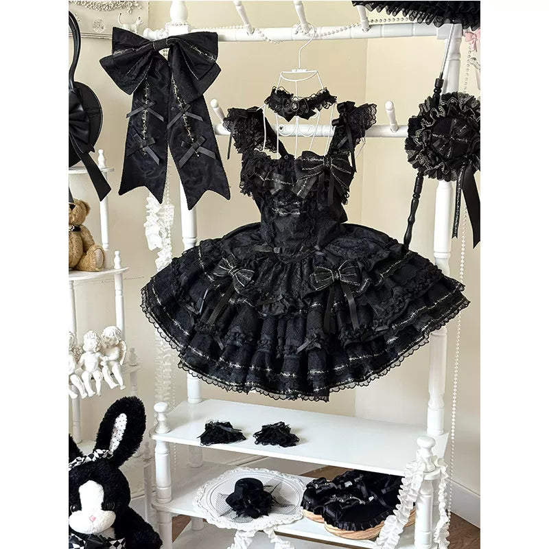 Creamy - Ballet Noir - Lolita Dress Set with a Large Train