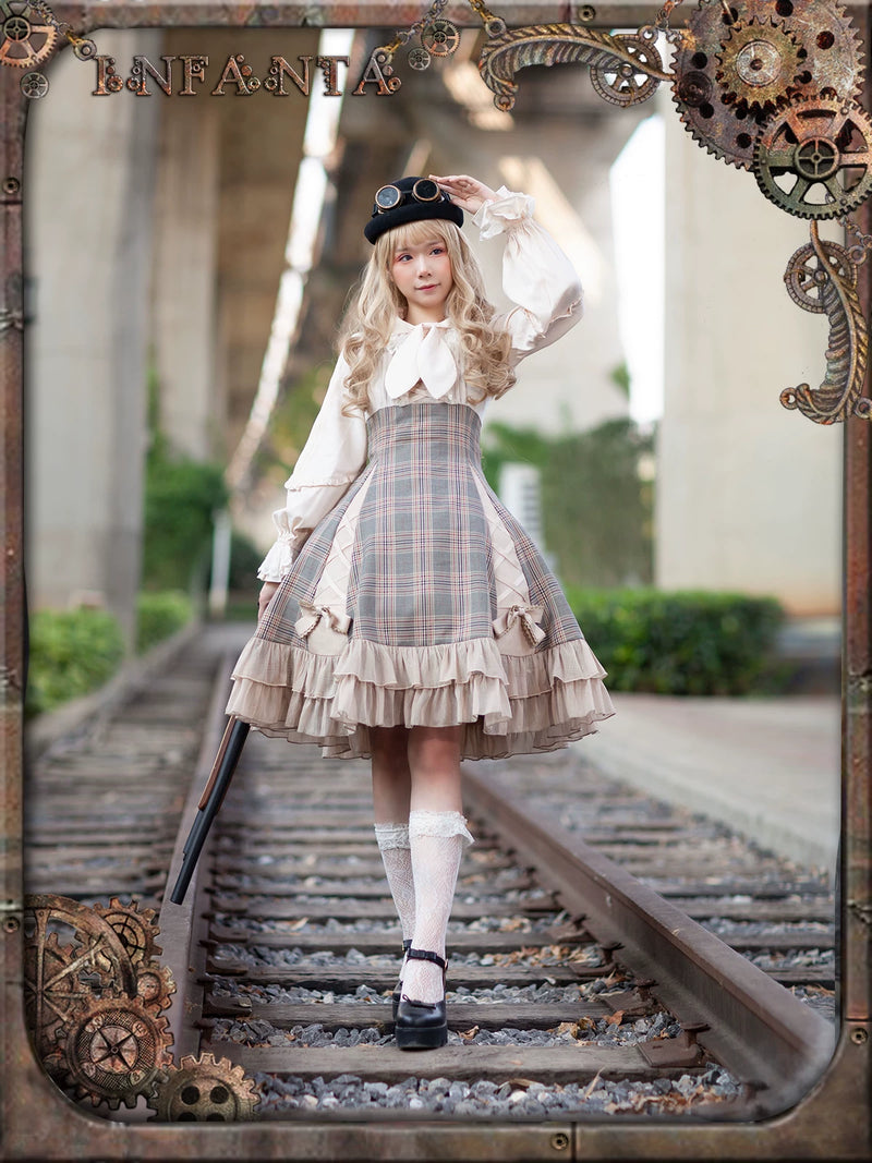 Infanta - Backlit Memoir - Smoky Grey Plaid JSK
