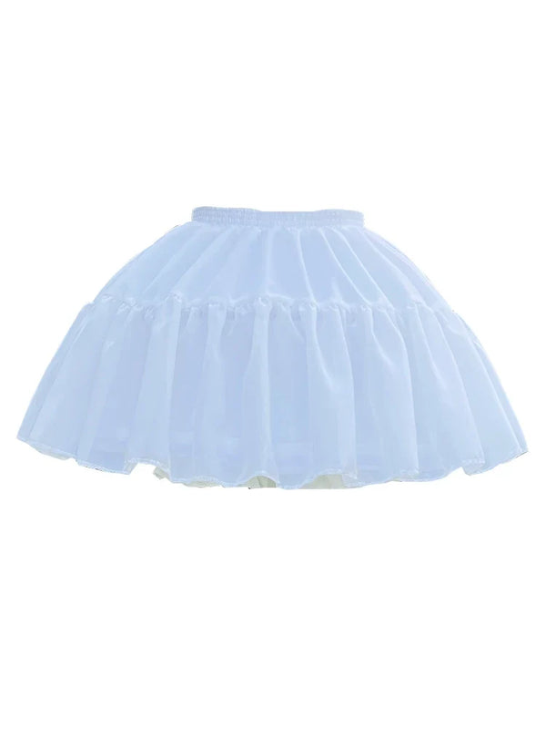 Light blue puffy Lolita petticoat with gathered tiers and flared hem