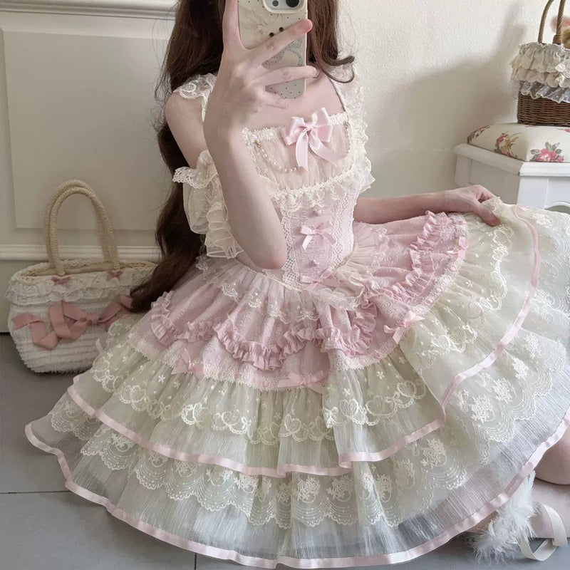 Lady Han Ballet Dream Lolita JSK dress featuring a delicate ballet-inspired design in soft pastel colors