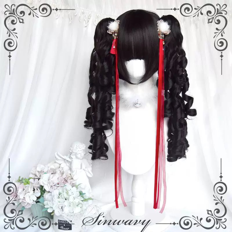 Sinwavy black Roman curl twin ponytail wig - view 3