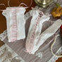 White-and-pink over-the-knee strap socks / One Size