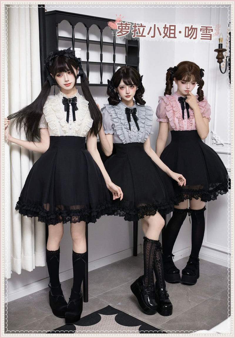 With PUJI - Miss Laura: Snow Kiss - Lolita OP Dress detail view 6