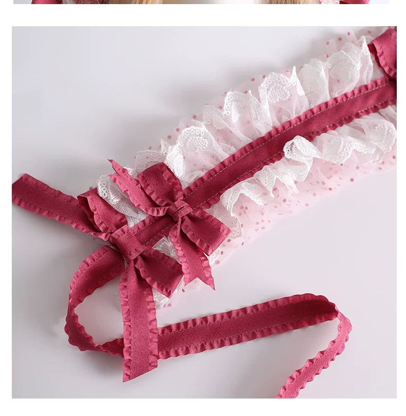 Little Ghost Accessories - Magenta Velvet Cake - Multi-Style Headwear and Accessories with Lace Ruffles