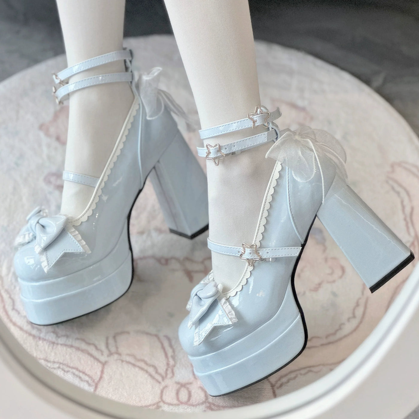 Aiyoki - Puff Party - Chunky Heel Shoes with Bow and Adjustable Straps - product detail 5