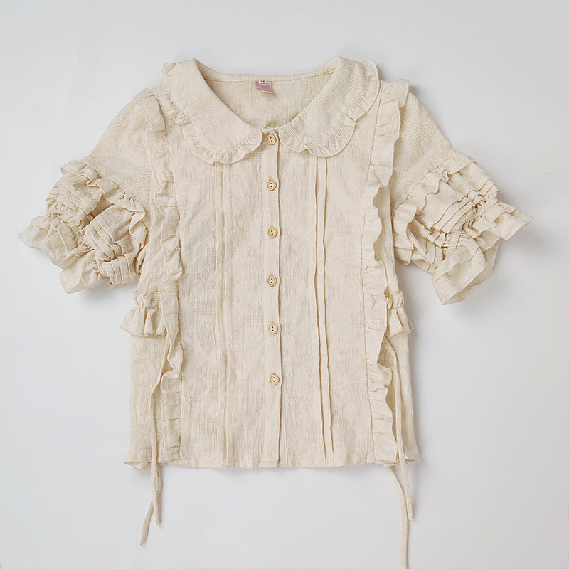 Sakurada Fawn - Plus Size Lolita Short Sleeve - Cotton Blouse Innerwear