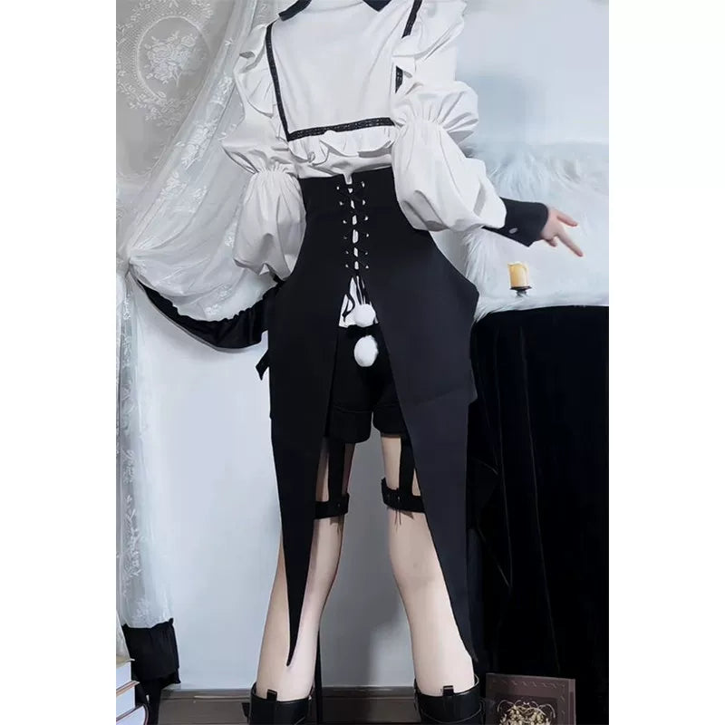 Creamy - Prince Style - Three-Piece Blouse Set with a Bow-Tie Shirt, Vest and Shorts
