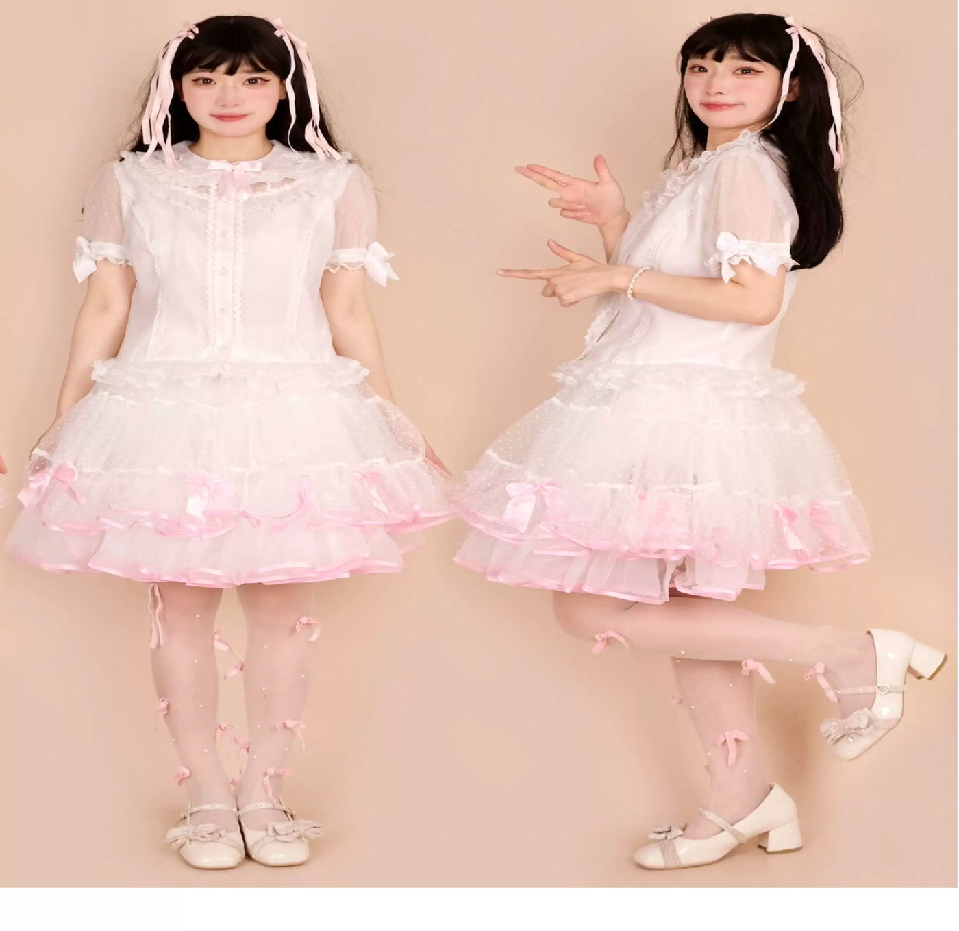 Galette Bunny - Jelly Pop - Short-Sleeve Blouse with lace ruffles