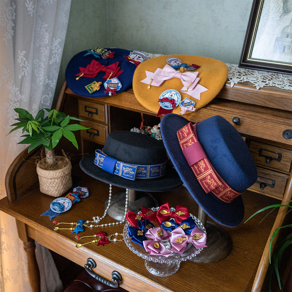 Miss Point - Berry Rose Lolita Accessories - Collection KC Beret Necklace Headwear