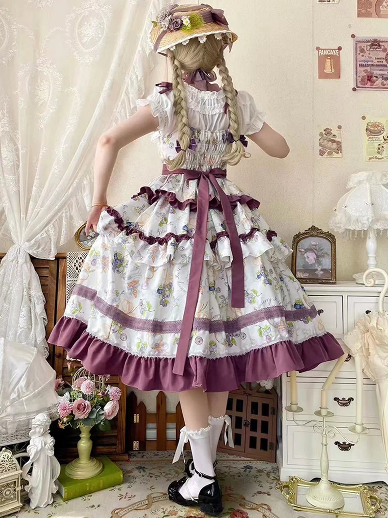 Yueele - Lavender Tea Garden - Plus-Size Lolita Outfit Set - detail view 4