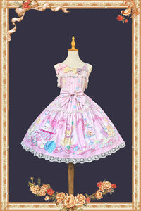 Infanta - Macaron Dolly House - Two-Tier Cotton JSK - Individual Item / JSK - Pink Cotton Sateen / S