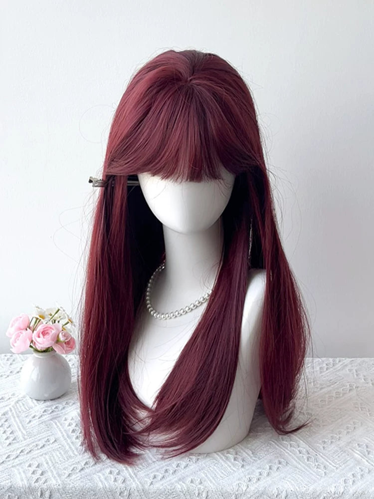 Kunkun Fish Cinnabar Mole raspberry red wig - view 5