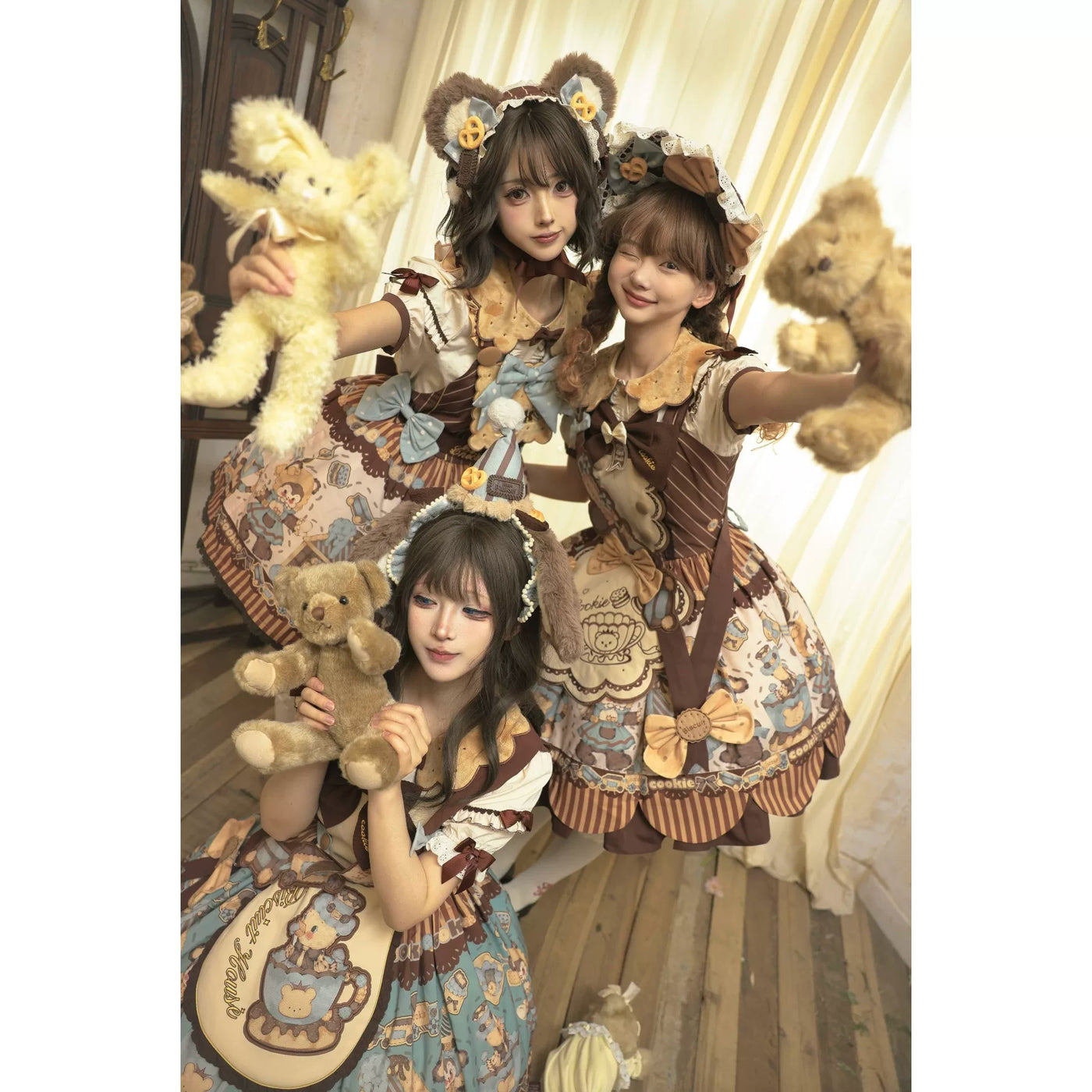 Star Fantasy - Bear Cookie - Bear-Print Lolita Dress Set