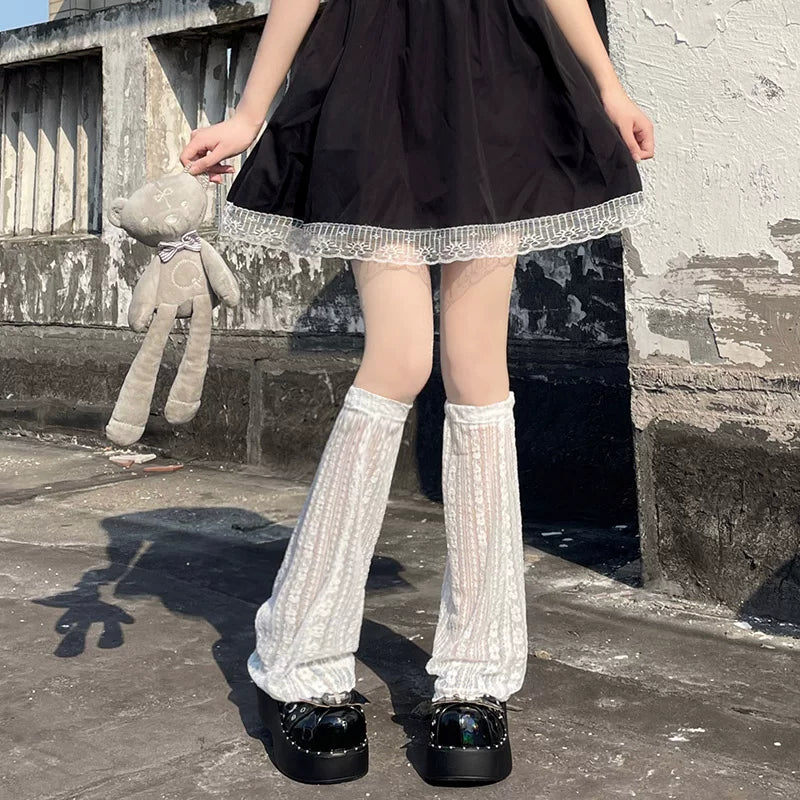 Floral Milk Cat - Y2K Subculture - Flared Leg Warmers in Knit, Lace and Sheer Styles
