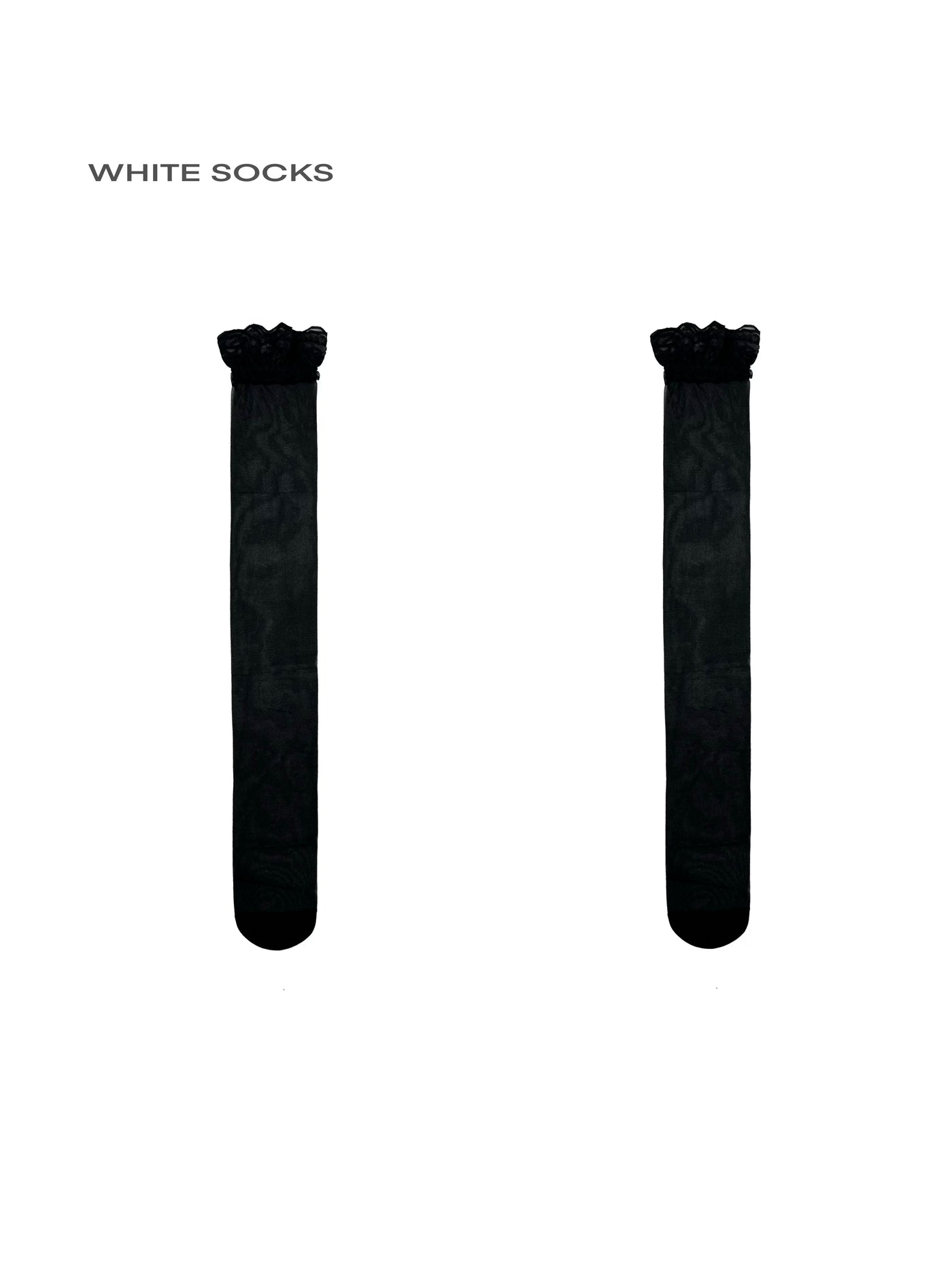 White Socks - Sheer Lace Grip - Over-the-Knee Lace-Edge Tights