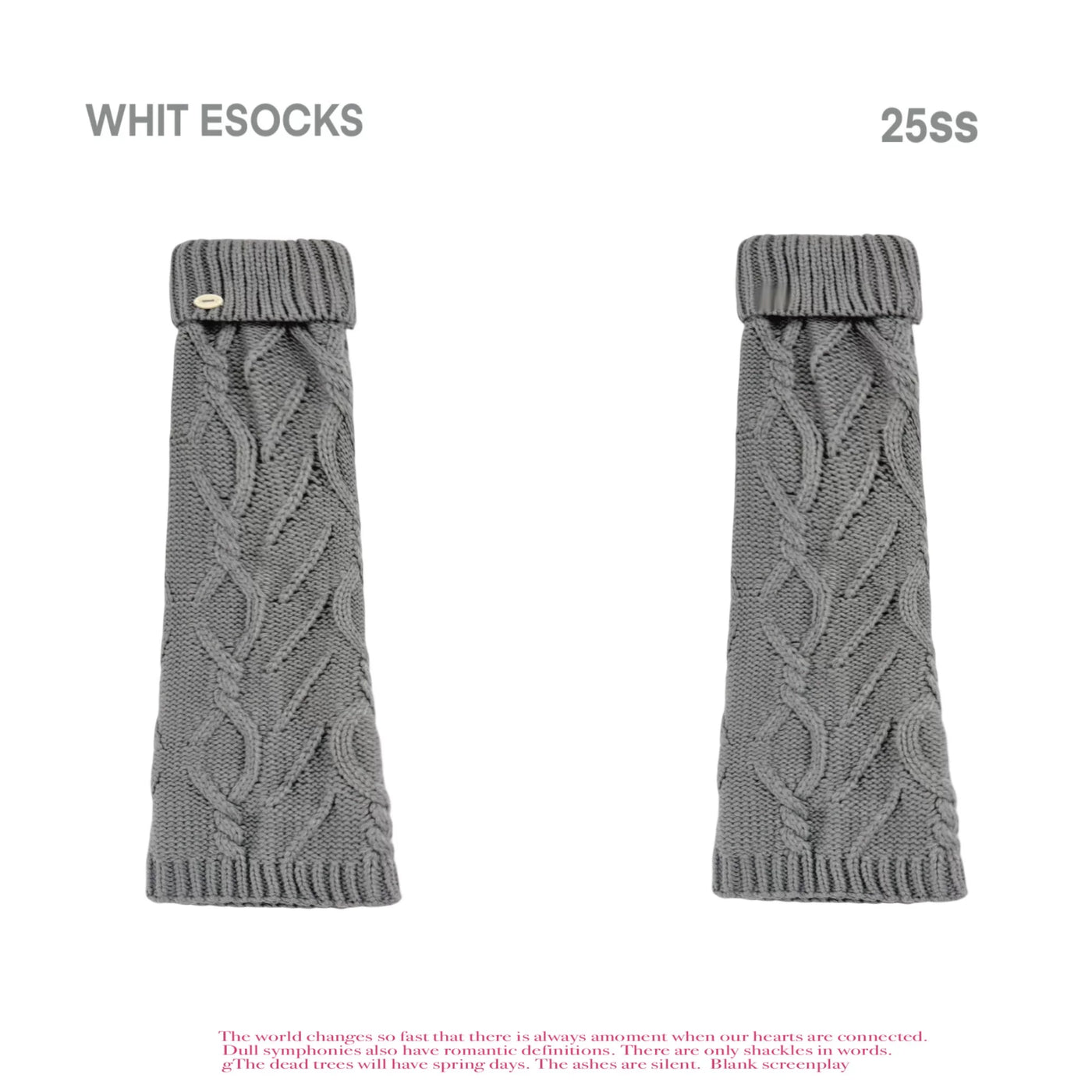White Socks - Winter Cable - Turn-Cuff Leg Warmers with Shell-Button Detail
