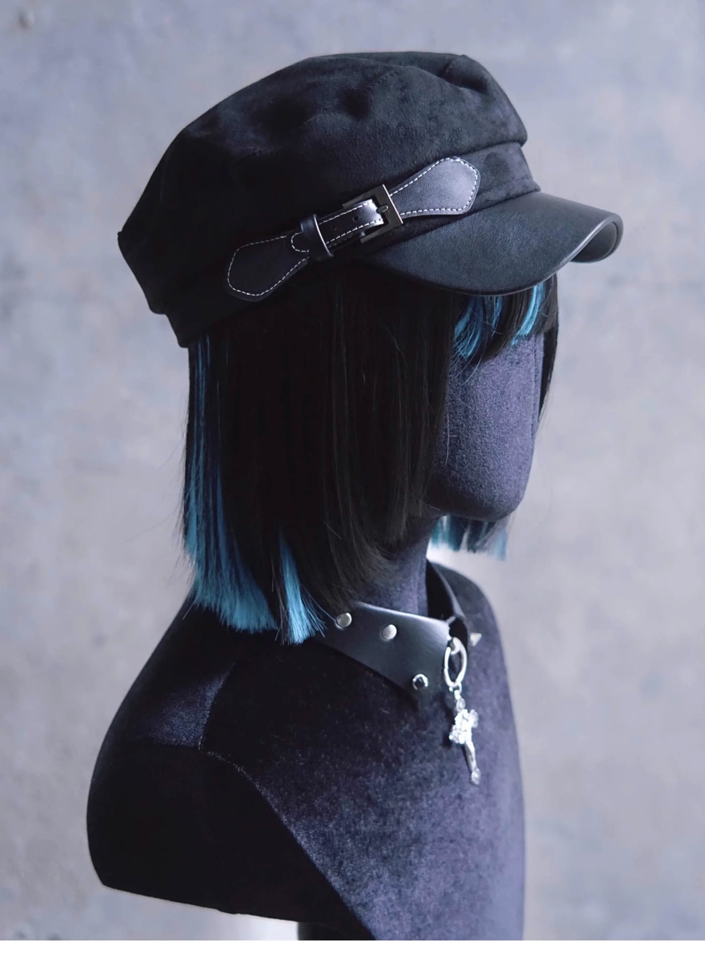 Strange Sugar - Gothic Lolita Hat Leather Buckle - Lolita Newsboy Hat Headwear