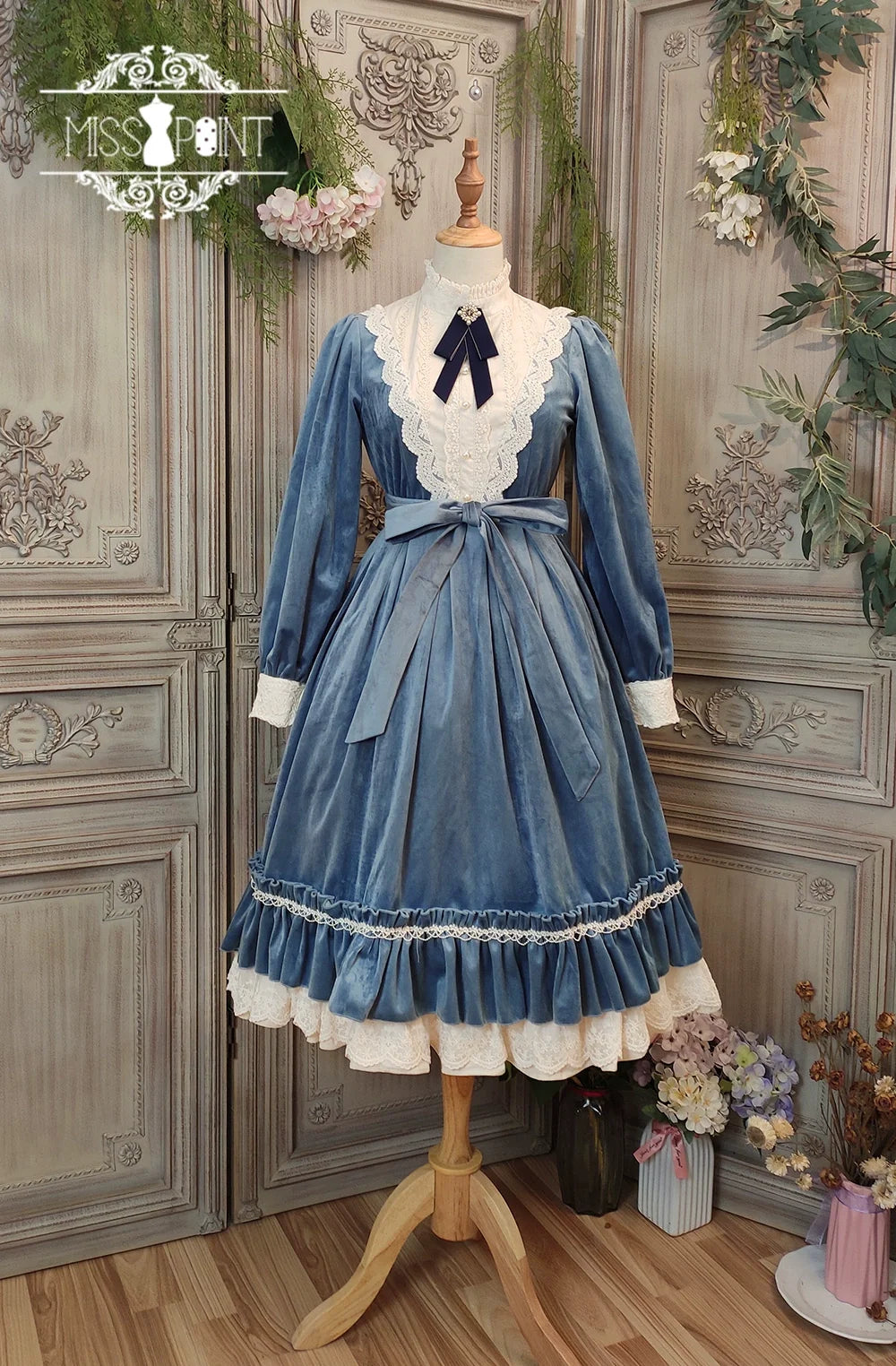 Miss Point - Customized Lolita Dress Vintage Elegant Velvet OP Dress (2XL L M S XL XS) 32520:391748