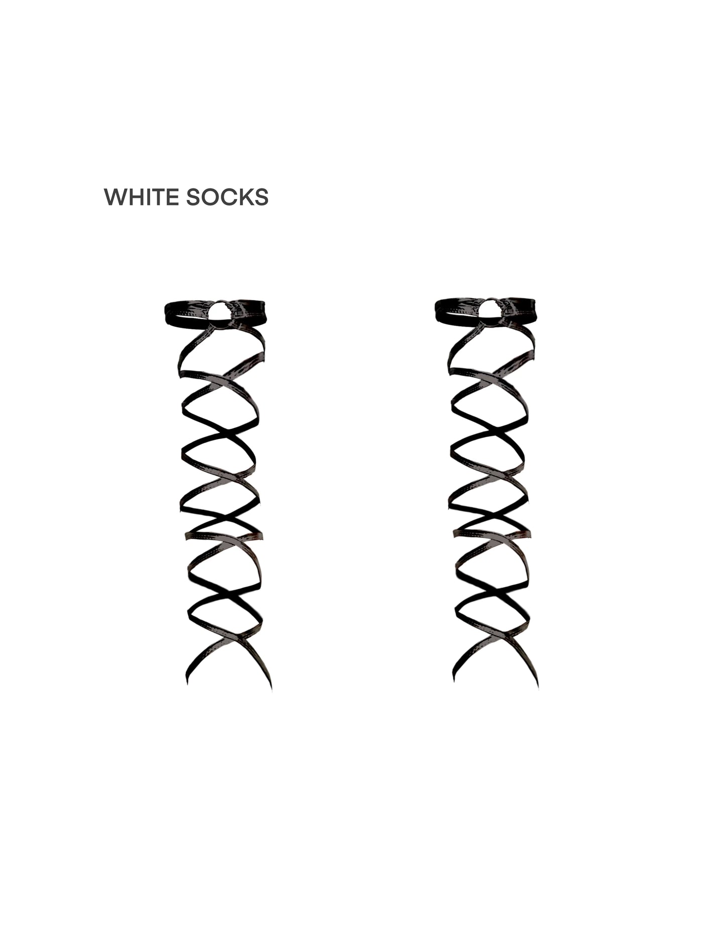 White Socks - Y2K Cross-Strap - Cross-Strap Leg Warmers with Ring Details and Metallic Covers