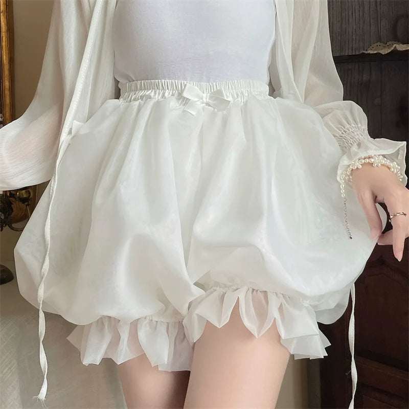 Sugar Girl - Casual Lolita Bloomers - Solid Color Organza Shorts Other Surprise